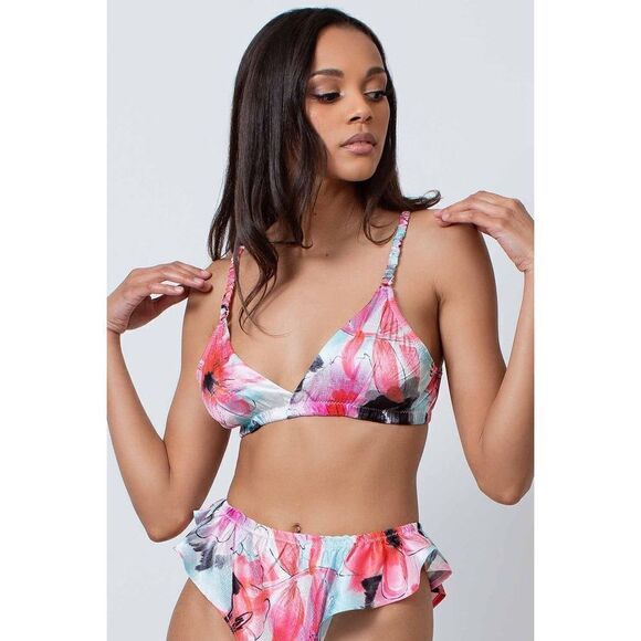 KILO BRAVA Other - KILO BRAVA Floral Satin Jacquard Triangle Bralette Size M NWOT